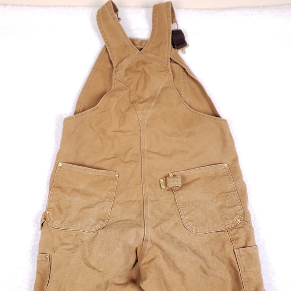 Carhartt R01 BRN Double Knee Unlined Duck Bib Overalls Mens 38x34 Carpenter - Picture 10 of 13